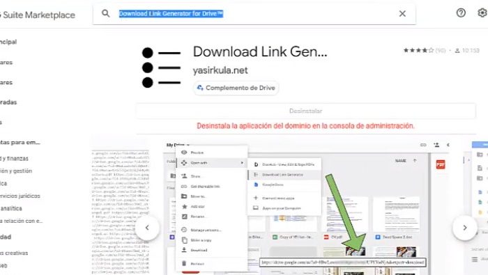 Crea una lista de archivos y sus enlaces de descarga en una carpeta de Drive