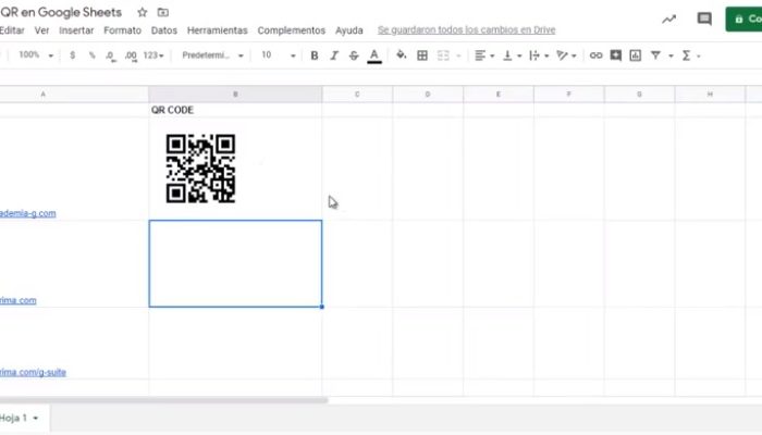 Generar codigo QR en Google Sheets